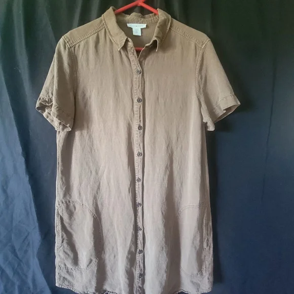 Women's Lucky Brand Brown Shirt Dress, Size XL - Picture 2 of 3